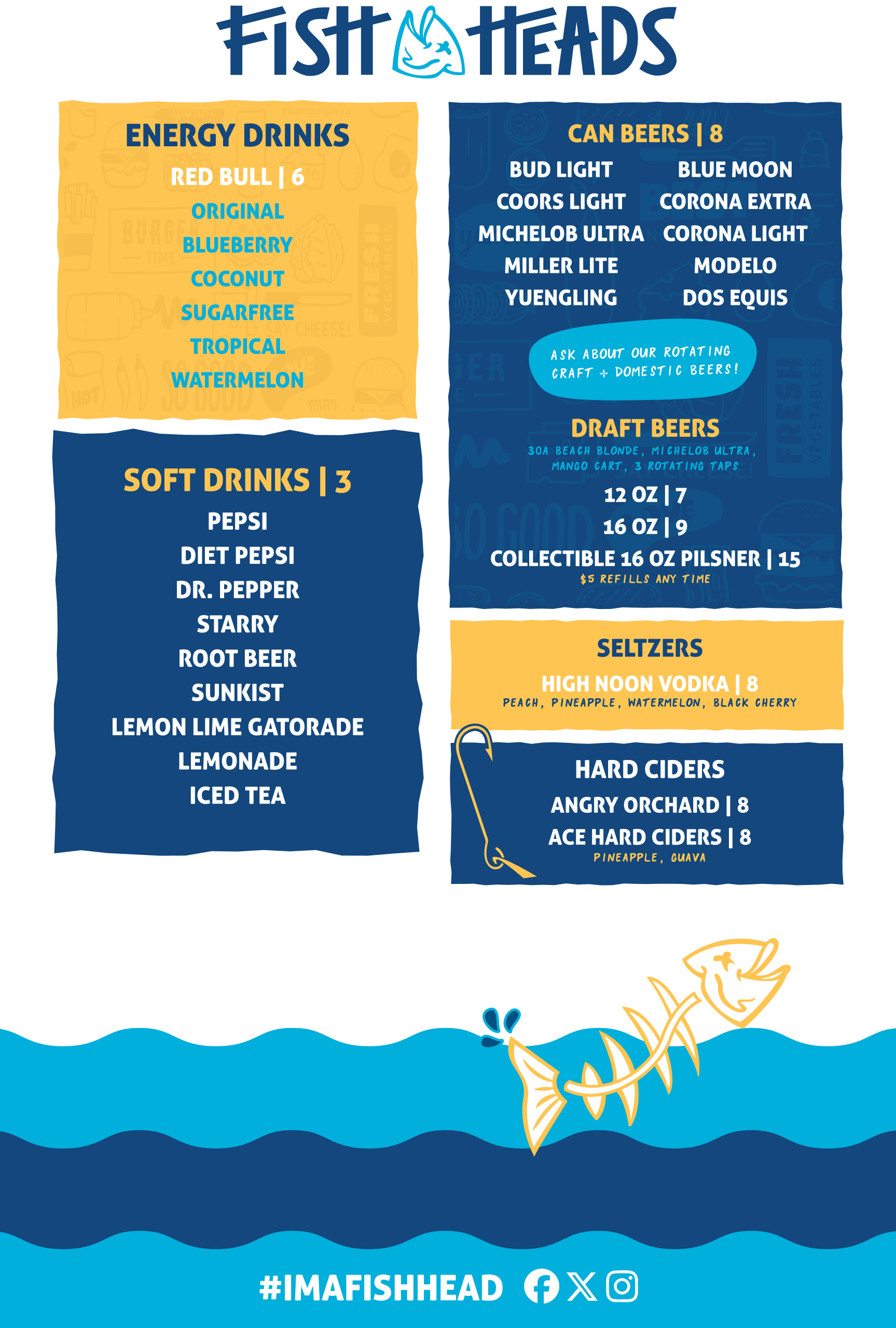 Fish Heads Food Menu