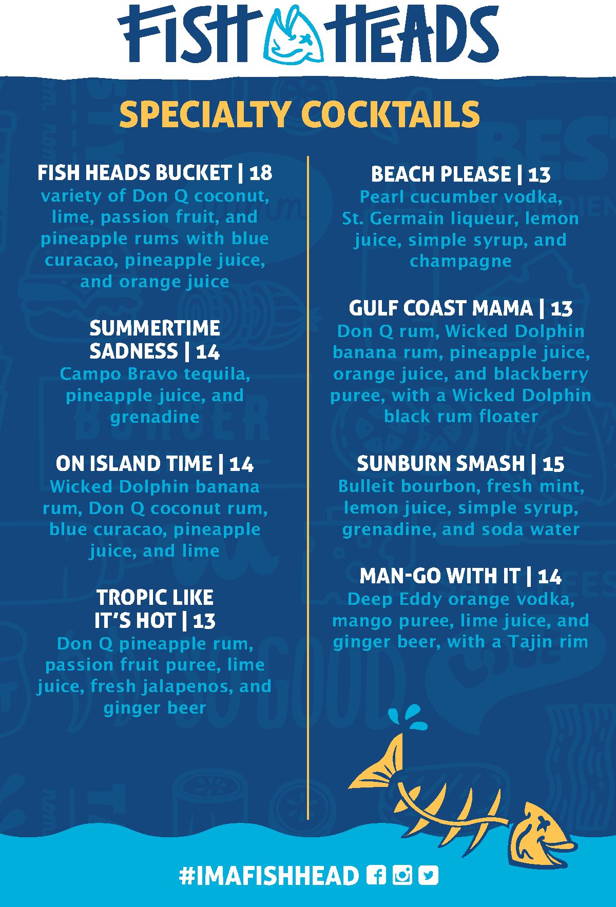 Fish Heads Food Menu