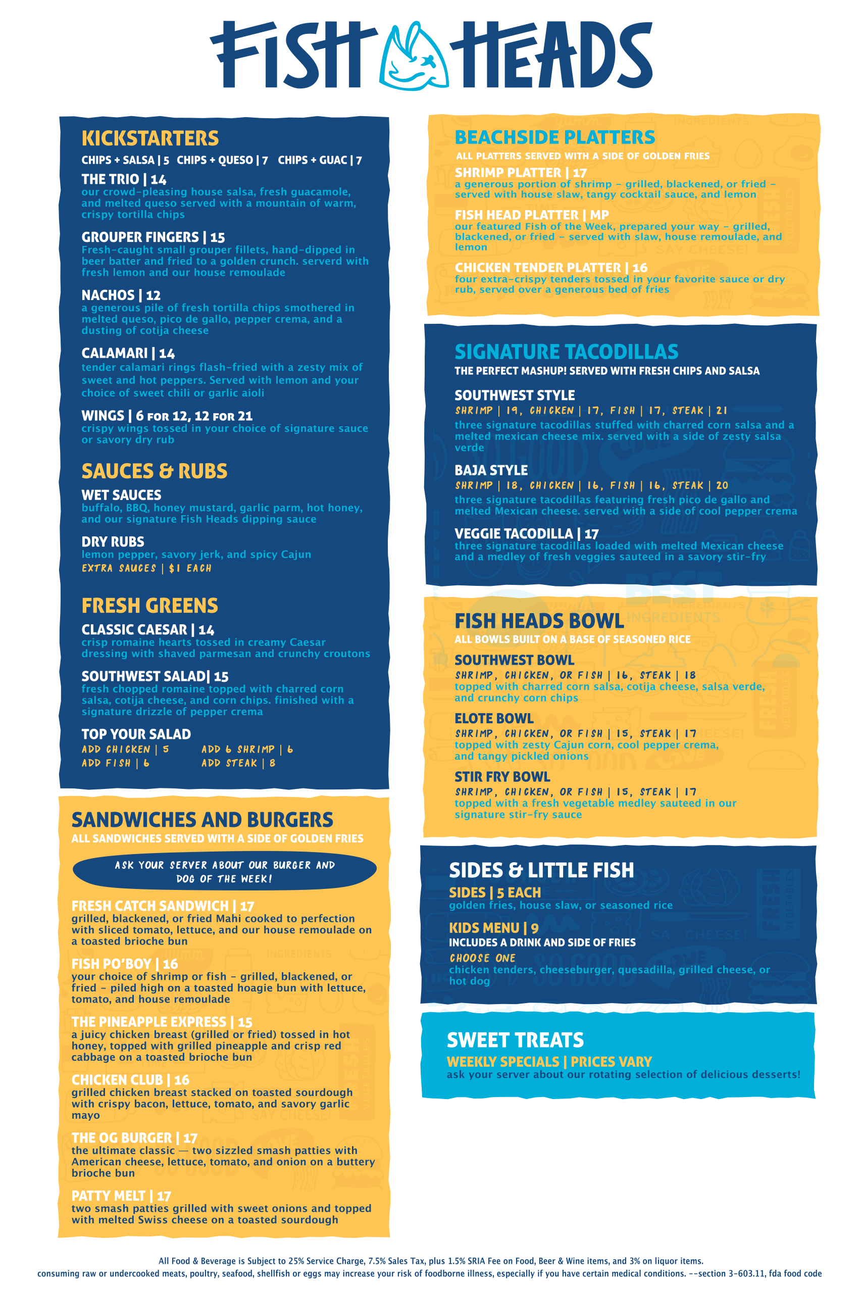 Fish Heads Food Menu
